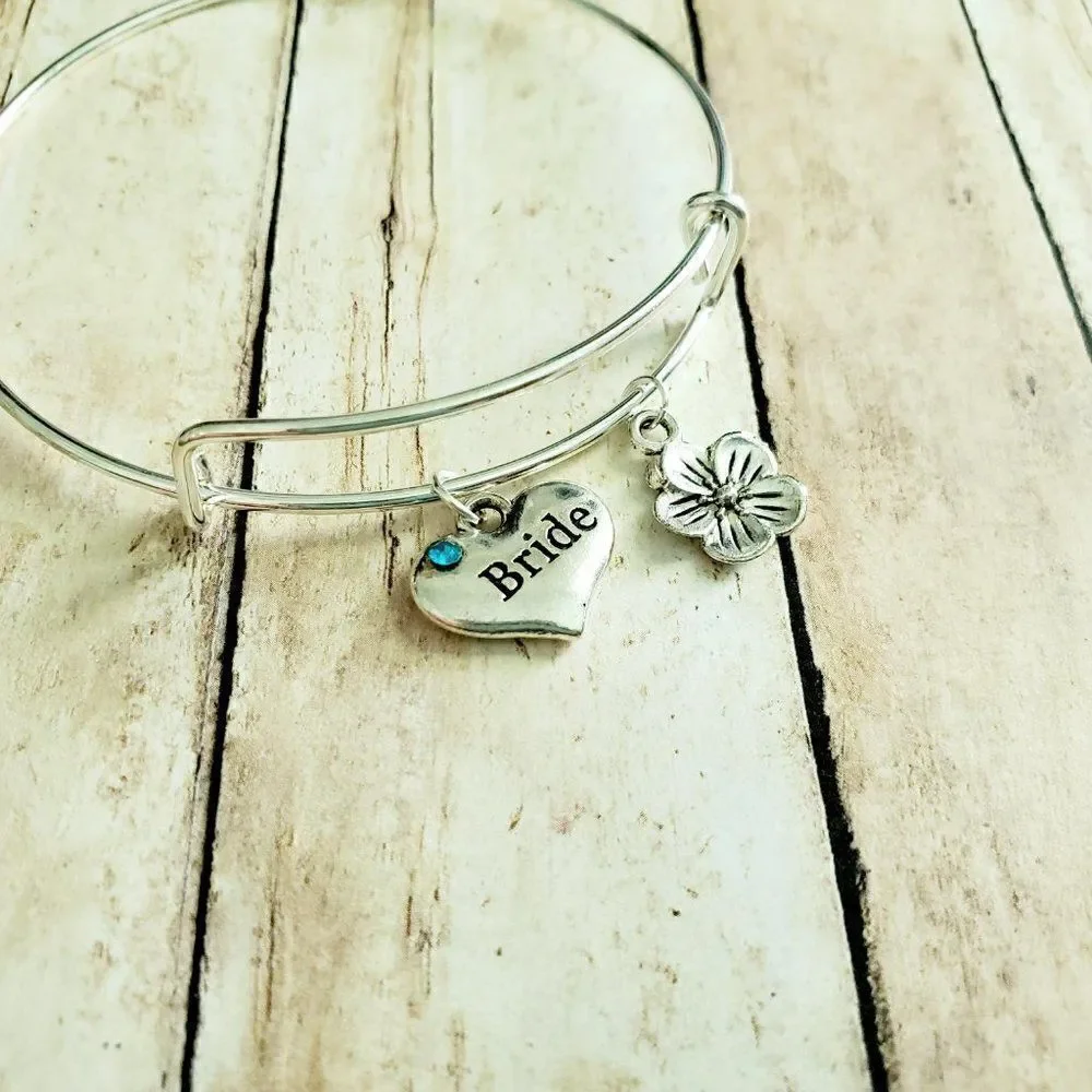 Bride Charm Bracelet, Wedding Party Jewelry